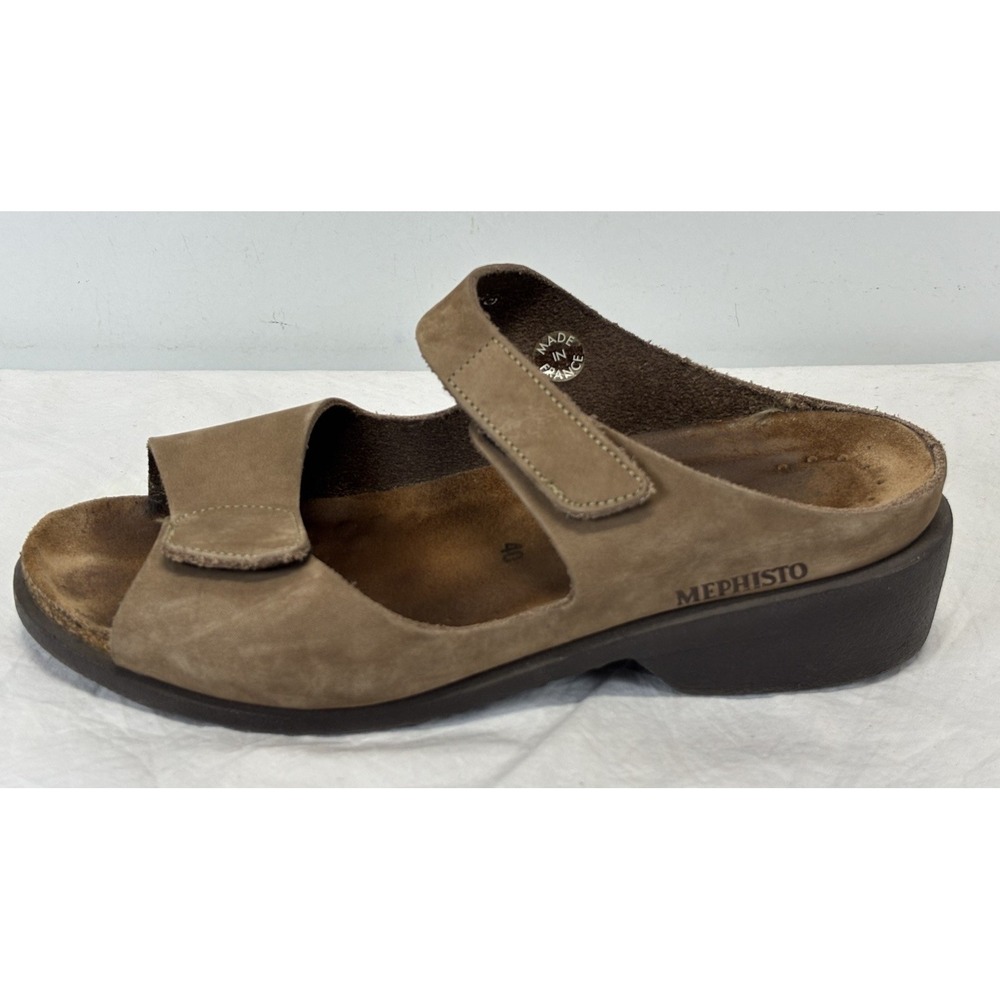 Women's MEPHISTO Slip On COMFORT Adjustable Taupe SANDAL 40 10